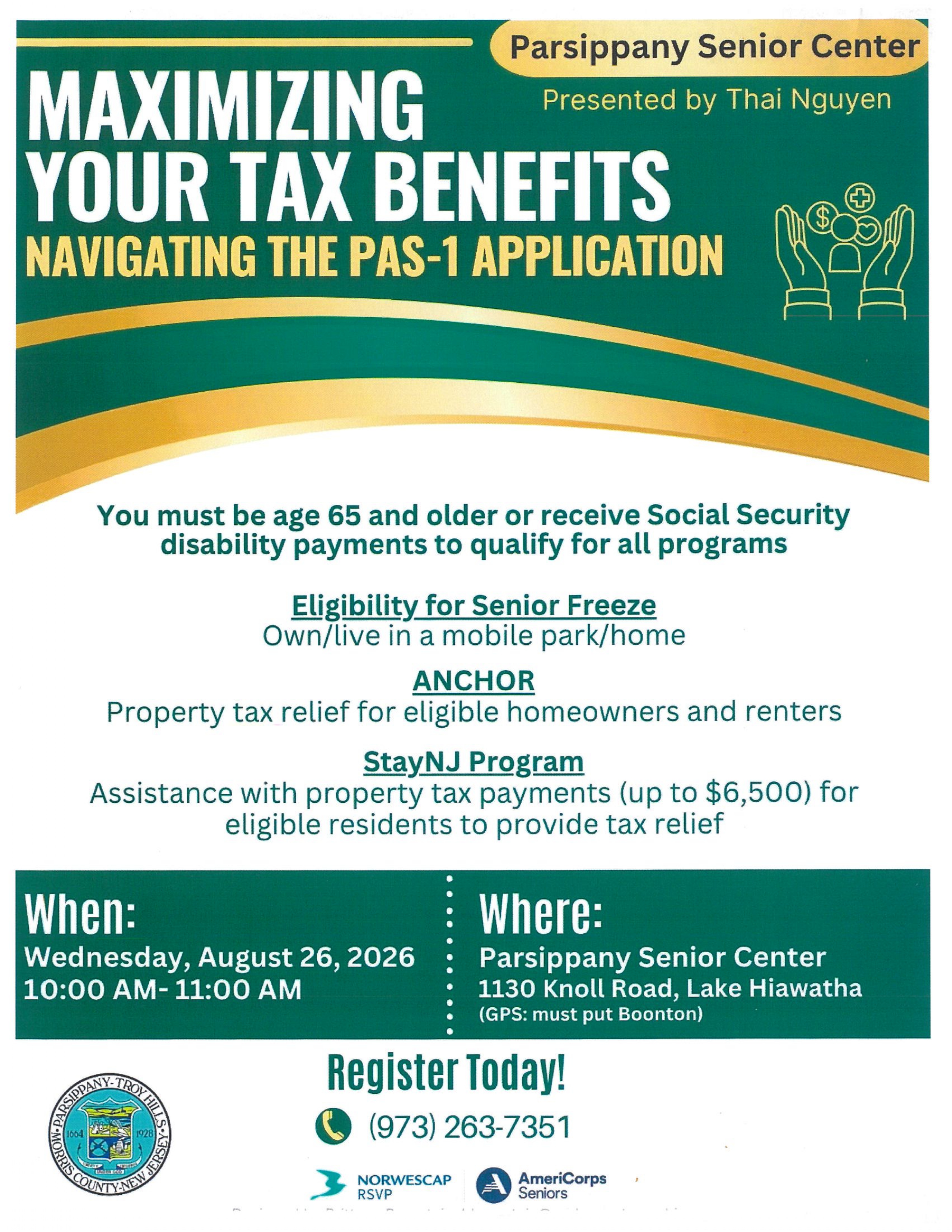 Senior – Tax Benefit PAS-1
