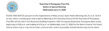 Notice of Special Council Meeting